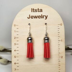 Coral Tassel Earrings on Sterling Silver French Earwires Drop Dangle